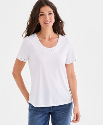 Women's Embellished Scoop-Neck Top