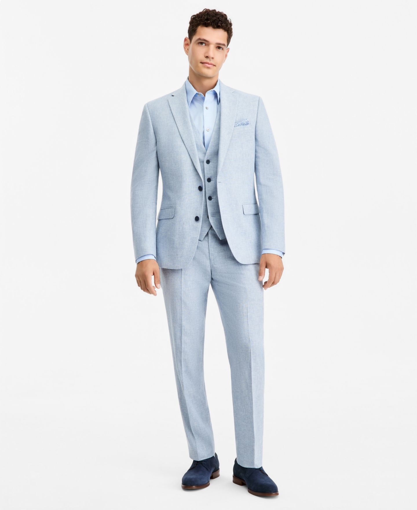 Мужские куртки Bar III Slim-Fit Linen-Blend Suit Separates, цвет: Белый — фото 1