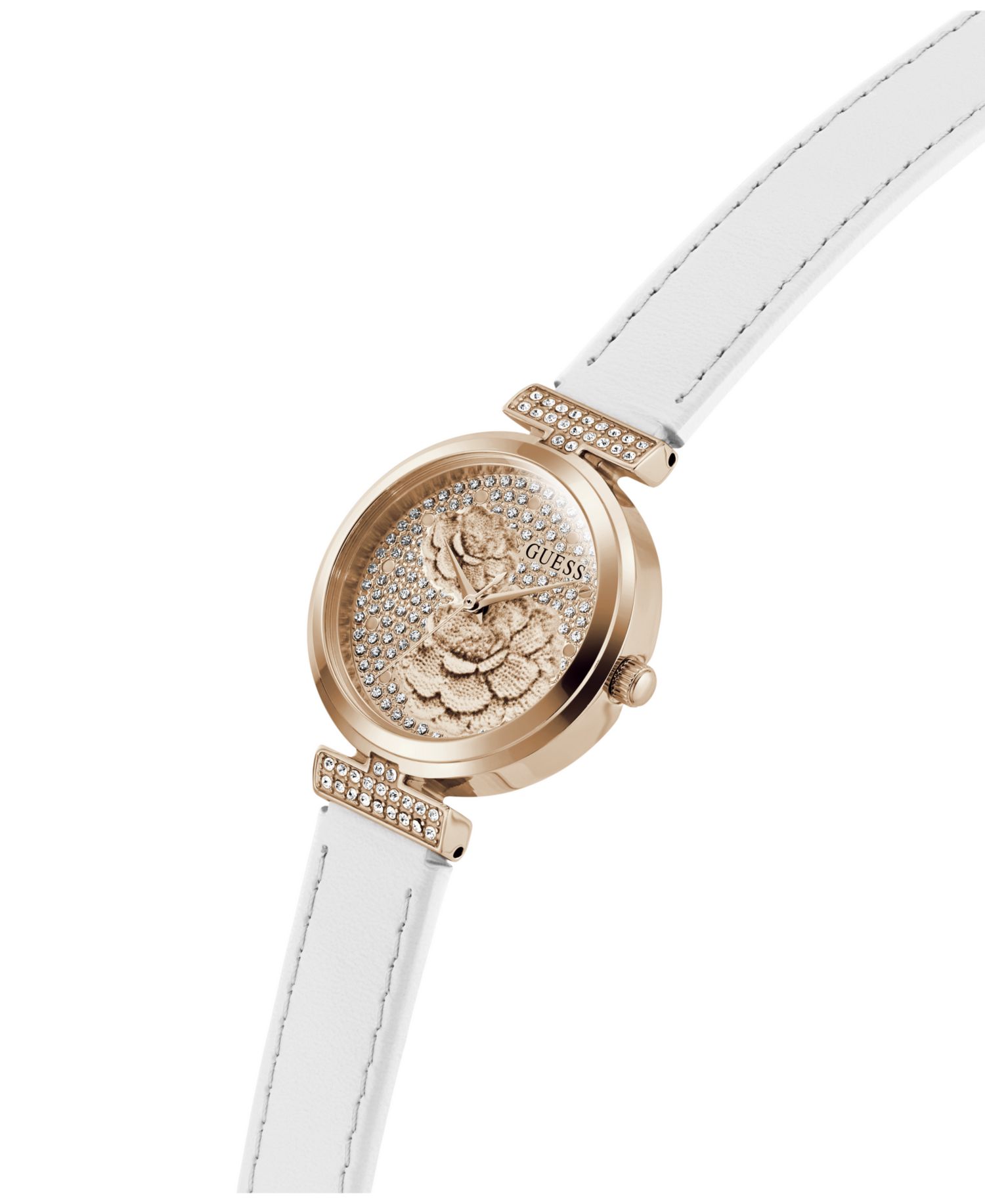Women's Rose Gold-Tone Stainless Steel White Leather Analog Watch, 28mm