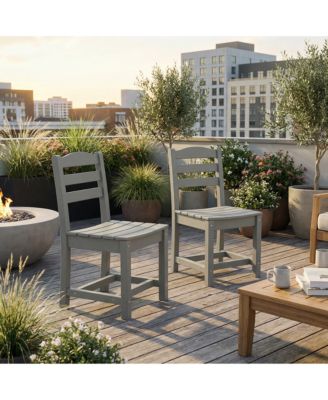 Set of 2 Outdoor Dining Chair without Armrests, For All Weather Conditions