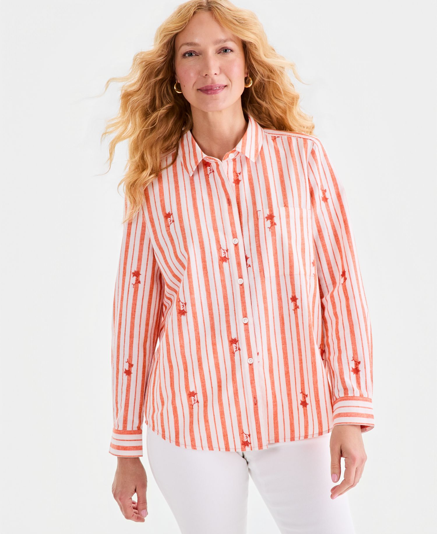 Women's Embroidered Stripe Perfect Shirt