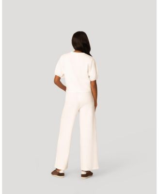 Cable and Gauge Women's Balloon Sleeve Top and Wide Leg Pant Set