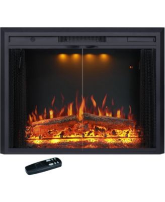 30" Recessed-in Realistic Flame Electric Fireplace with Adjustable Heat, Timer