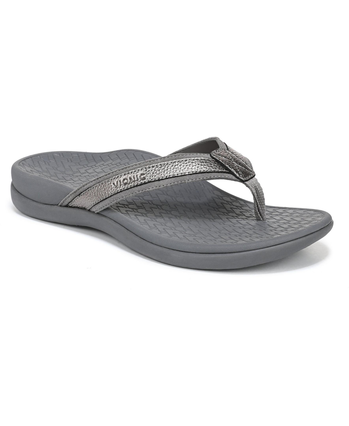 Vionic Women's Tide 2.0 Thong Sandals - Pewter metallic leather