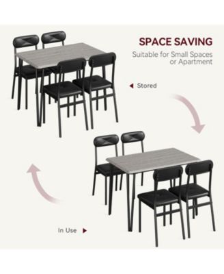 5-Piece Dining Table Set with Upholstered Chairs, Space-Saving Kitchen Table for Small Spaces