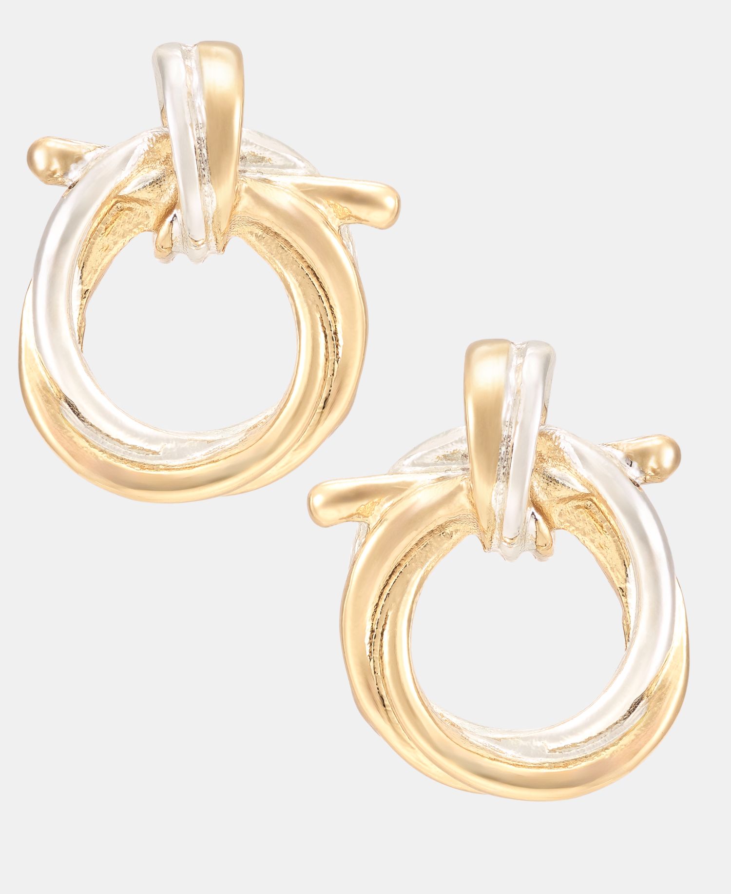Two-Tone Twisted Doorknocker Earrings