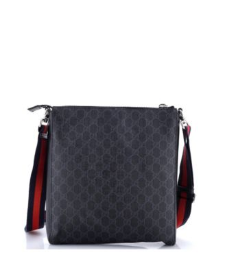 Medium Web Strap Front Zip Messenger Bag GG Coated Canvas