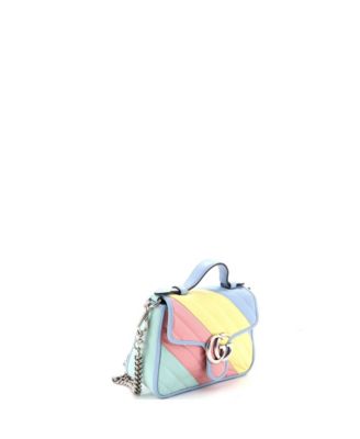 Mini GG Marmont Top Handle Flap Bag Diagonal Quilted Leather