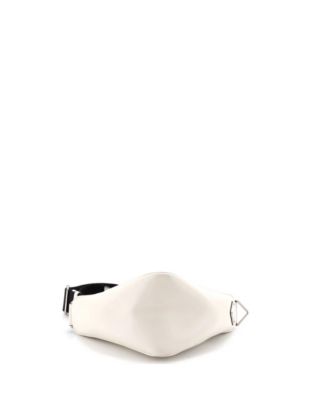 Mini Triangle Logo Zip Crossbody Bag Embossed Leather