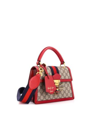 Small Queen Margaret Top Handle Bag GG Coated Canvas with Leather