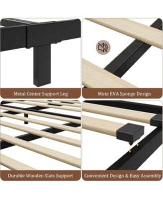 Twin Platform Bed Frame with Wood Headboard and Footboard, 6" Underbed Storage, No Box Spring, Easy Assembly, 2-Pack