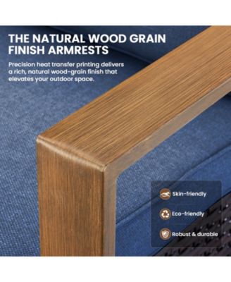 5 Pieces Patio Furniture Set with Swivel Chairs, High Back Wicker Rattan Sofa with Thick Cushion and Ottoman, Outdoor Conversation Set