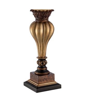 Traditional Uplight Accent Table Lamps 23 1/4" High Set of 2 Light Gold Alabaster Glass Shade for Living Room Bedroom