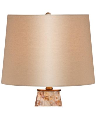 Cottage Table Lamps High Set of 2 Mother of Pearl Tile Vase Drum Shade for Living Room Family Bedroom Bedside Office