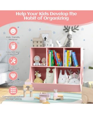 5 Cube Wooden Kids Toy Storage Organizer with Anti Tipping Kit