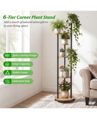 Six Tier Plant Stand with RGB Light and Wheels for Indoor Use