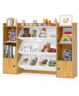 Kids Toy Storage and Bookshelf with Boxes and Open Shelves
