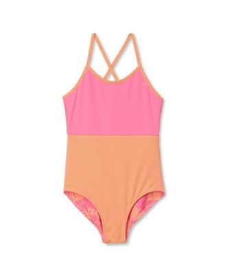 Girls Chlorine Resistant Reversible One Piece Swimsuit