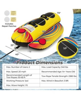 1 or 2 Person Inflatable Towable Tube Banana Boat for Boating