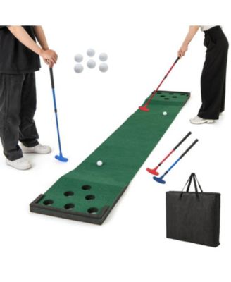 11 FT Indoor/Outdoor Putting  Mat with 2 Adjustable Putters and 6 Balls