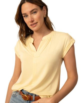 Cable & Gauge Women's Split Neck Sleeve Tab Top - Macy's