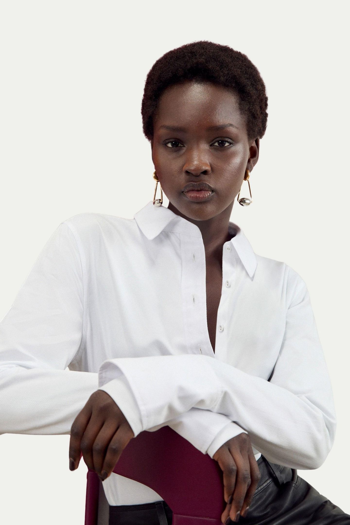 Женская рубашка Karen Millen Cotton Woven Buttoned, цвет: Белый — фото 4