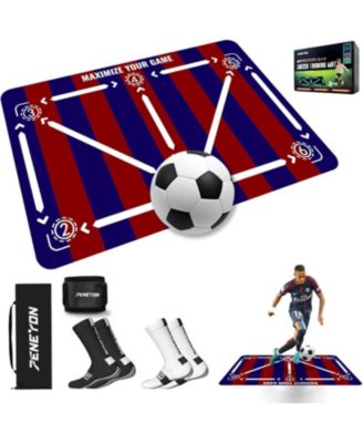 Soccer Training Mat with Adjustable Trainer, Non-Slip Equipment for Kids & Youth, Indoor/Outdoor Drills