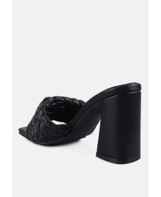 Womens Pout Pro Braided Raffia Block Sandals