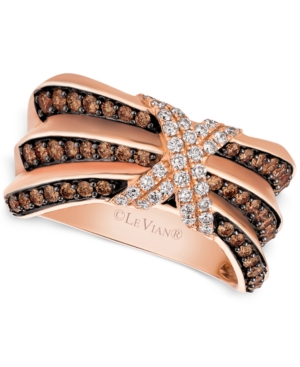 image of Le Vian Chocolatier Pleated Diamond X Ring (3/4 ct. t.w.) in 14k Rose Gold