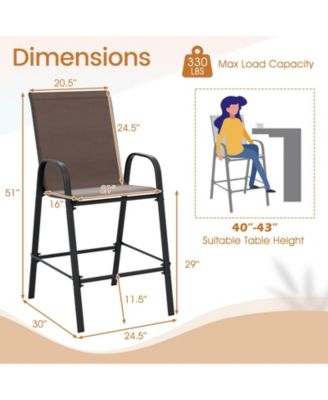 Outdoor Fabric Bar Stools Set of Two with Armrests
