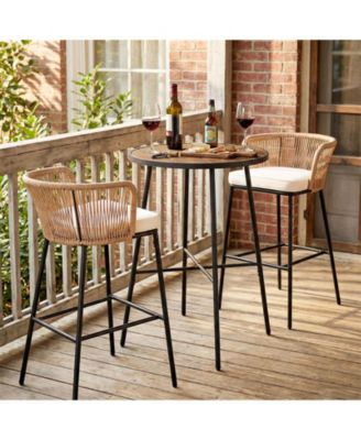 41 in Outdoor Bar Height Round Patio Table with Wood Top