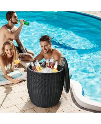 4 in 1 Patio Rattan Cool Bar Cocktail Table