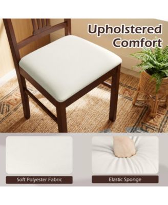 Wooden Dining Chairs Set of 2 w/Rubber Wood Frame Hollowed Backrest for Kitchen