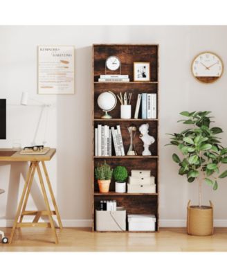 Five Tier Freestanding Bookshelf Storage Organizer Display Unit