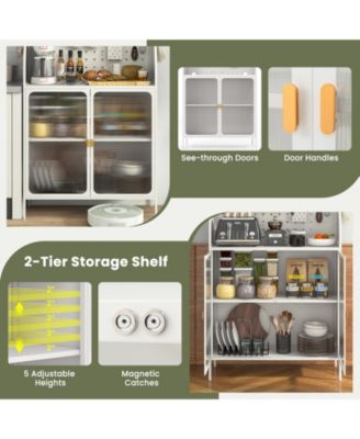 Five Tier Metal Bakers Rack with Flip Door and Pegboard