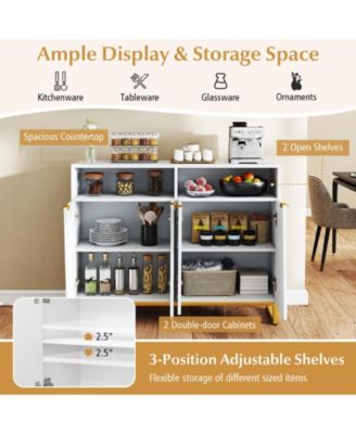 Modern Sideboard Cabinet with Four Doors and Storage Shelves