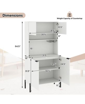 Tall Kitchen Pantry Cabinet with Charging Station and Rack