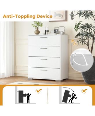 Four Drawer Storage Cabinet with Metal Legs and Safety Design