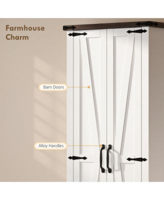 71" Kitchen Pantry, Farmhouse Storage Cabinet with Barn Doors