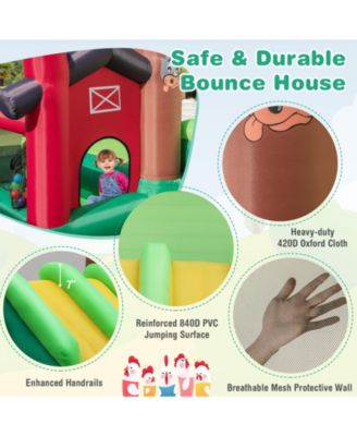 Kids Castle Slide Bouncer 6-in-1 Inflatable Castle with Trampoline and 680W Blower