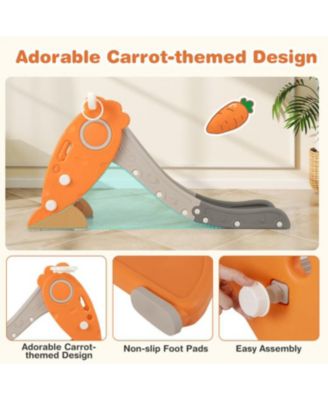 4-in-1 Indoor Slide for Kids with Basketball Hoop and Rings