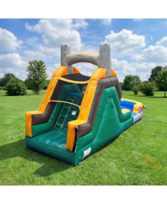 T-Rex Adventure 12  Tall Dual Lane Backload Inflatable Water Slide with Attached Pool, Dinosaur Theme, for Kids and Adults, Commercial Grade