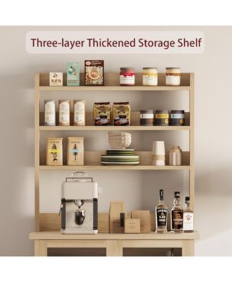 6-Tier Farmhouse Baker s Rack with Power Outlet Kitchen Pantry Hutch