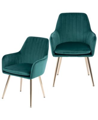 Velvet Dining Chair Modern Mid-Back Accent Chairs with Gold Plated Legs, Upholstered for Living Room