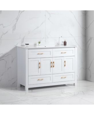 48" Transitional Bathroom Vanity with Ceramic Sink, Soft Close Doors,  MDF Cabinet, Elegant Storage Space for Modern Homes