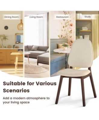 Mid Century Modern Upholstered Wooden Dining Chairs Set