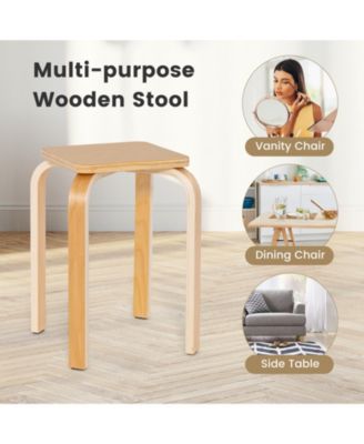 Stackable Stools Set of Four with Square Tops