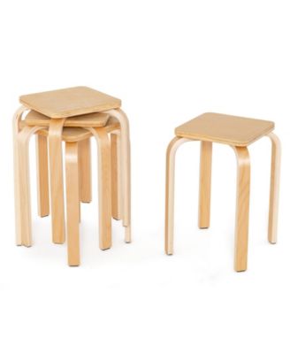 Stackable Stools Set of Four with Square Tops