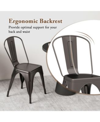 Metal Dining Chairs Set of Four with Removable Backrest
