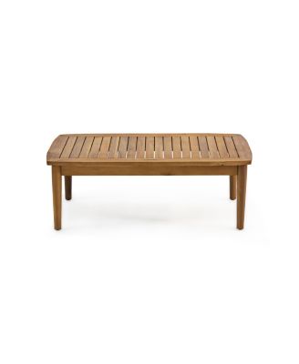 Minimalistic Acacia Wood Patio Loveseat and Coffee Table Set with Cushion for Garden Backyard Porch Poolside